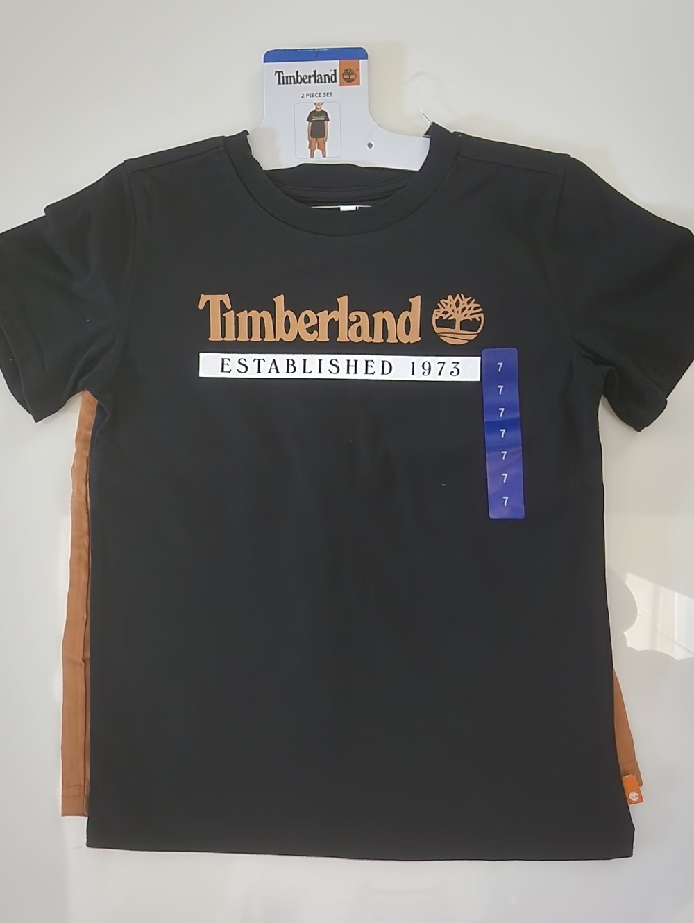Timberland Black Tee with Tan Logo - Established 1973